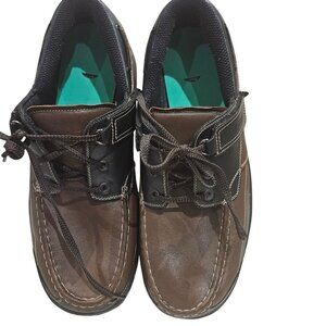 Ortho feet Mens Leather Deck Shoes Brown & Black Size 14 Wide width 4E Casual Co